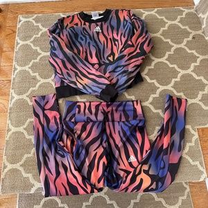 Adidas Tiger print sweatshirt and leggings set both size Small